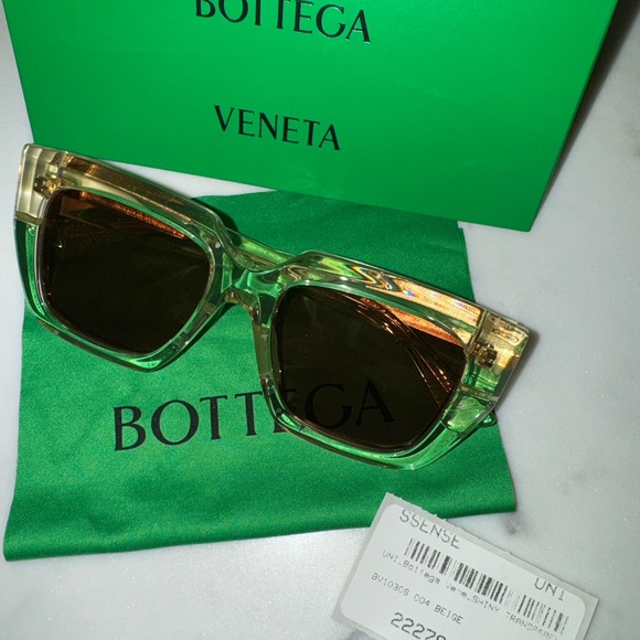 Bottega Veneta BV1122S 003 New Transparent Yellow/Grey Women's Sunglasses - Picture 4 of 13